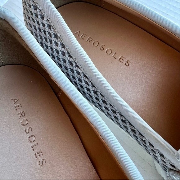 Aerosoles Ronnie Gray Mesh Fabric Preppy Loafers White Platform Soles Women 8 - Picture 13 of 16